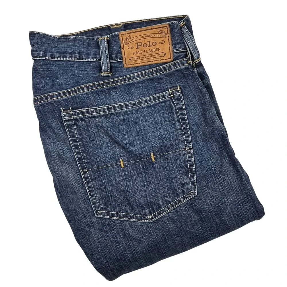 Polo Ralph Lauren Straight Leg Jeans Mens 38x30 (Hemmed Fits 40x27) Blue